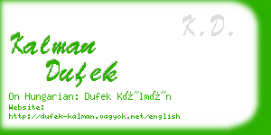 kalman dufek business card